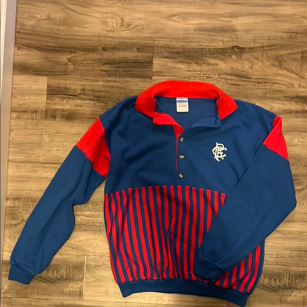 Vintage Blue and Red Striped Pullover